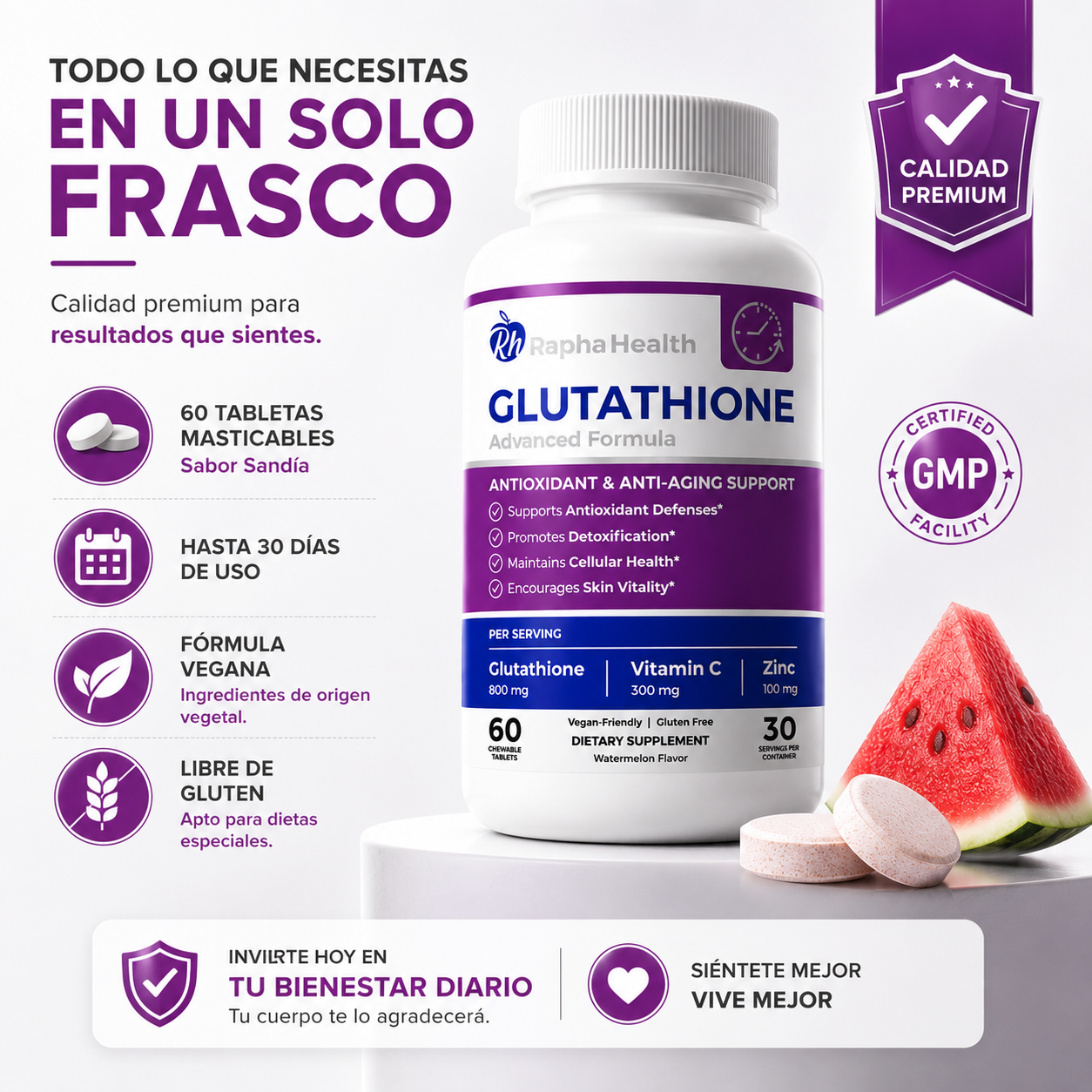 GLUTATHIONE ADVANCED™ Protección Antioxidante Avanzada para tu Bienestar Diario