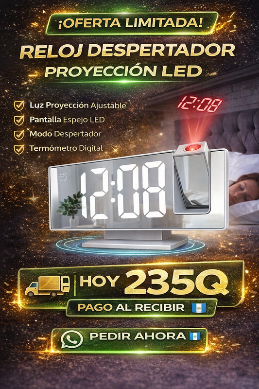 Reloj despertador digital con proyección LED