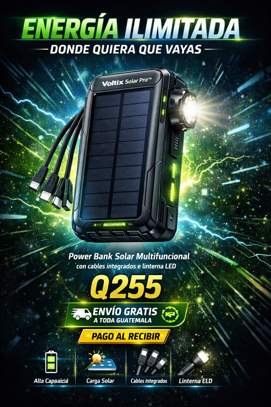 Voltix Solar Pro™  || Power Bank Solar Multifuncional de Alta Capacidad