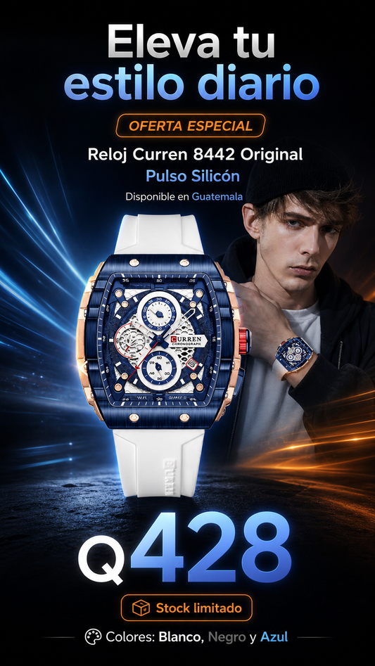 Reloj Curren 8442 Original con Pulso de Silicón