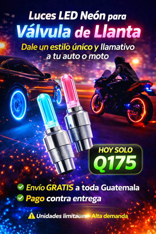 Luces LED Neón para Válvula de Llantas | Un Par (2 unidades)
