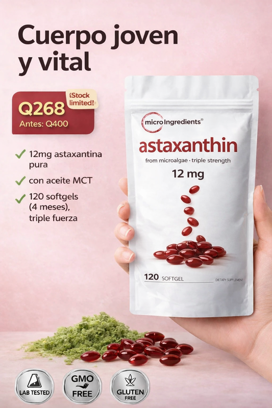 Cápsulas de Astaxantina 12mg Antioxidante
