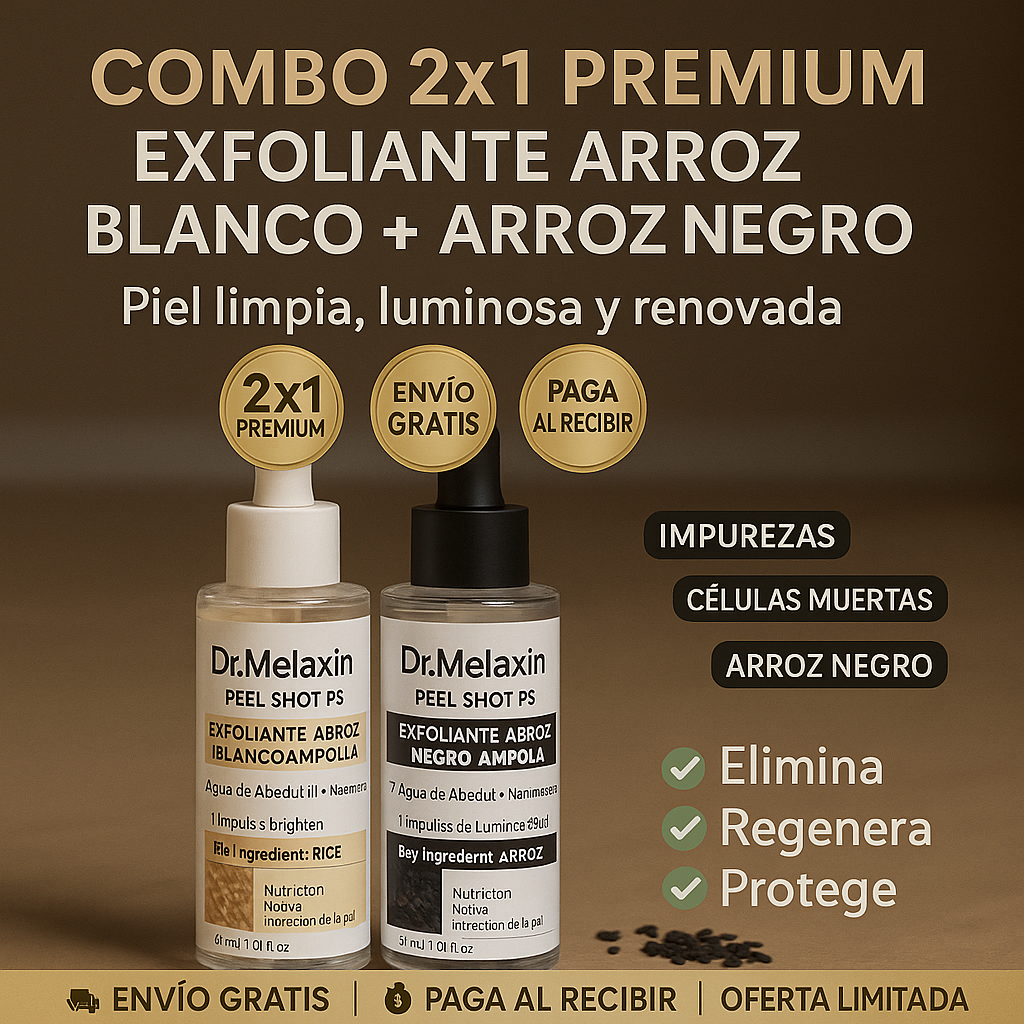Combo 2x1 Premium; Exfoliante Arroz Blanco + Arroz Negro