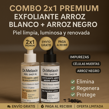Combo 2x1 Premium; Exfoliante Arroz Blanco + Arroz Negro