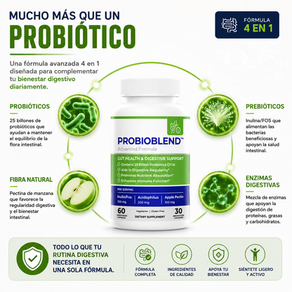 Probiohealth™ Apoya tu bienestar digestivo con una fórmula avanzada 4 en 1