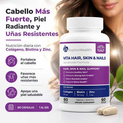 Vita Hair, Skin & Nails™ Nutrición diaria para apoyar la belleza de tu cabello, piel y uñas desde adentro
