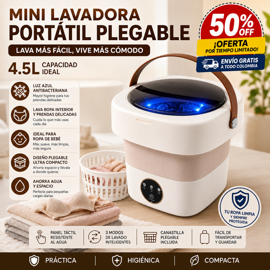 Mini lavadora portatil plegable - Lava tus prendas delicadas de forma práctica, rápida y más higiénica… sin usar toda la lavadora.