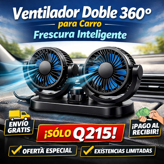 Ventilador Doble 360° para Carro ||  Frescura Inteligente