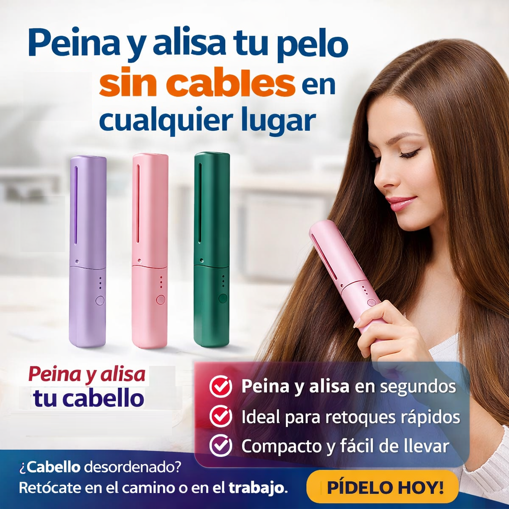 Peine Plancha de Pelo Inalámbrico Portátil
